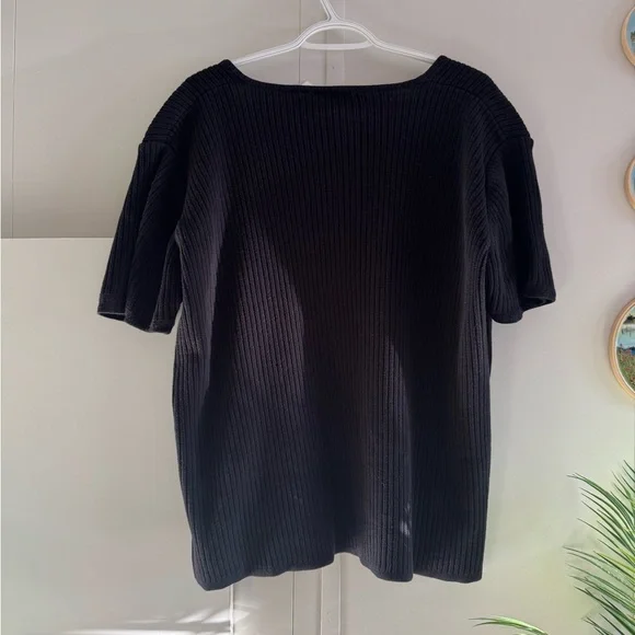 Black Ribbed Knit Top - Picture 5 of 5